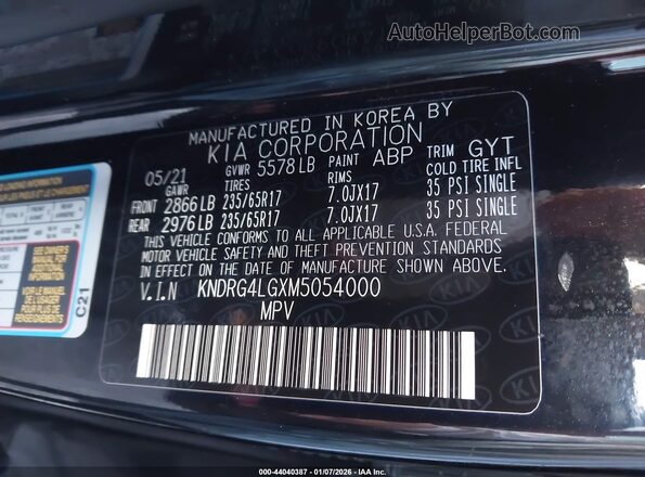 KNDRG4LGXM5054000 2021 KIA SORENTO HYBRID Черный Вид подкапотного пространства