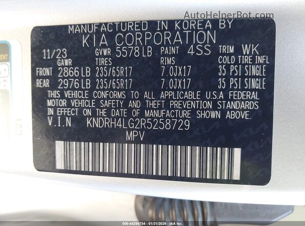 KNDRH4LG2R5258729 2024 KIA SORENTO HYBRID Серебряный Вид подкапотного пространства