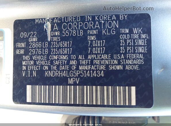 KNDRH4LG5P5141434 2023 KIA SORENTO HYBRID Серый Вид подкапотного пространства