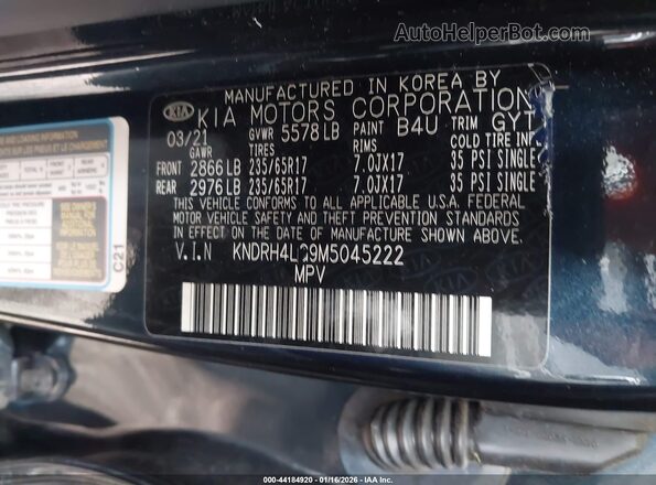 KNDRH4LG9M5045222 2021 KIA SORENTO HYBRID Синий Вид подкапотного пространства
