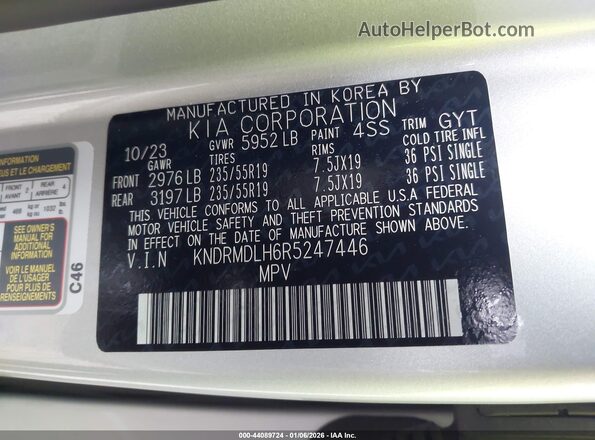 KNDRMDLH6R5247446 2024 KIA SORENTO PLUG-IN HYBRID Silver Vista del compartimento del motor