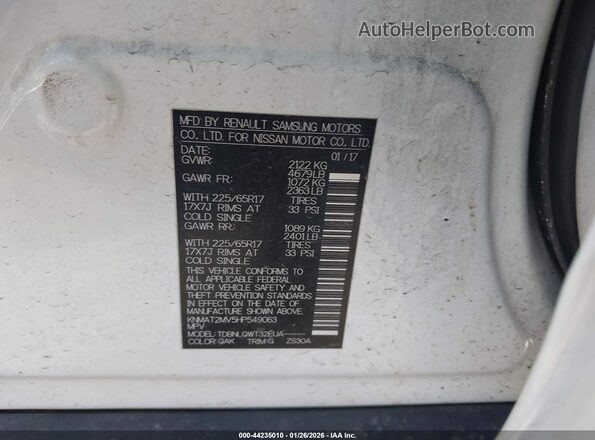 KNMAT2MV5HP549063 2017 NISSAN ROGUE Белый Вид подкапотного пространства