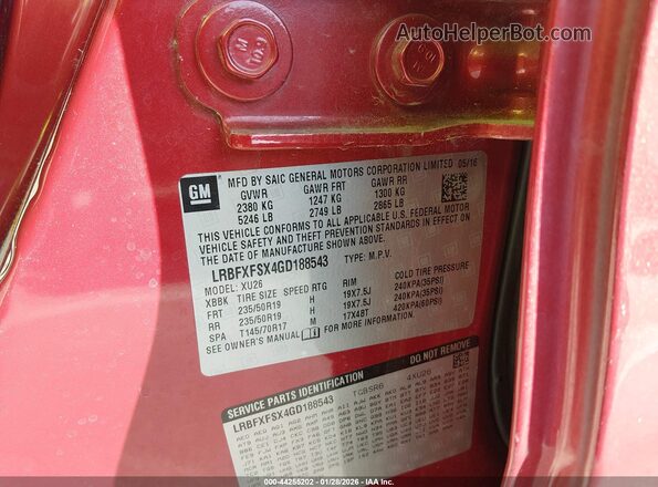 LRBFXFSX4GD188543 2016 BUICK ENVISION Red Вид підкапотного простору