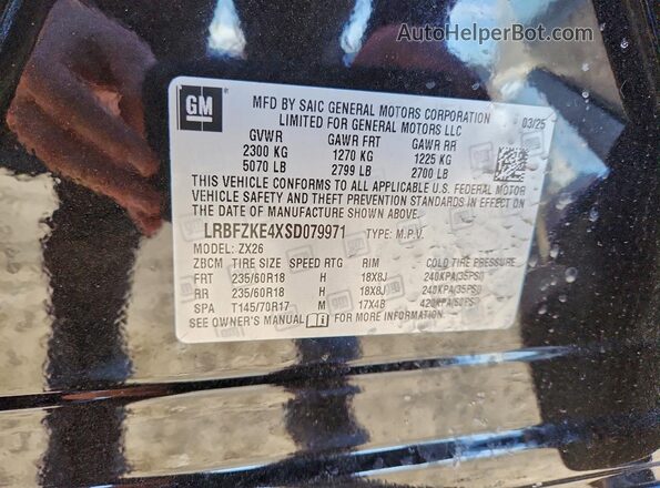 LRBFZKE4XSD079971 2025 BUICK ENVISION Черный Вид наклейки с VIN-кодом