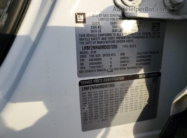 LRBFZNR48MD057269 2021 BUICK ENVISION Белый Вид наклейки с VIN-кодом