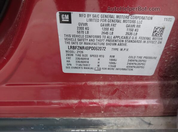 LRBFZNR48PD062072 2023 BUICK ENVISION Red ძრავის განყოფილების ხედი
