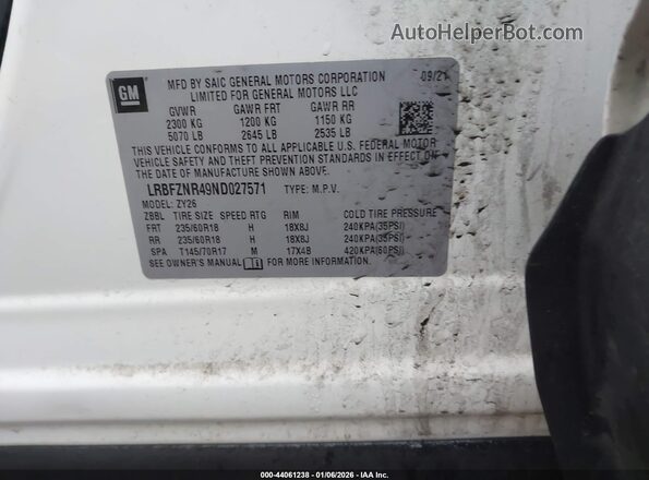 LRBFZNR49ND027571 2022 BUICK ENVISION Белый Вид подкапотного пространства