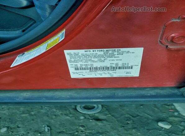 MAJ6P1SL0JC227682 2018 FORD ECOSPORT Red Вид наклейки з VIN-кодом