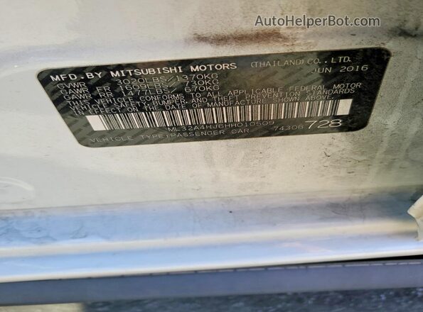 ML32A4HJ6HH010509 2017 MITSUBISHI MIRAGE Белый Вид подкапотного пространства