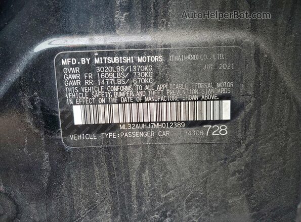 ML32AUHJ7MH012389 2021 MITSUBISHI MIRAGE Черный Вид подкапотного пространства