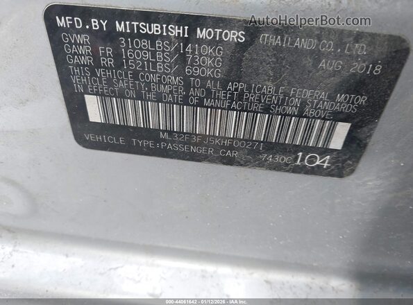 ML32F3FJ5KHF00271 2019 MITSUBISHI MIRAGE G4 Серебряный Вид подкапотного пространства