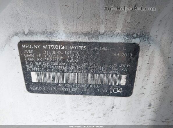 ML32F3FJ7JHF10010 2018 MITSUBISHI MIRAGE G4 Белый Вид подкапотного пространства