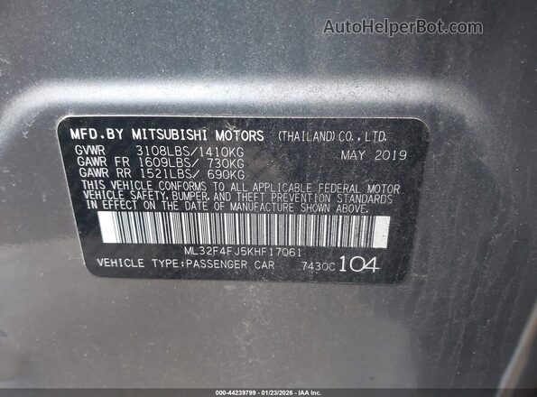 ML32F4FJ5KHF17061 2019 MITSUBISHI MIRAGE G4 Серый Вид подкапотного пространства