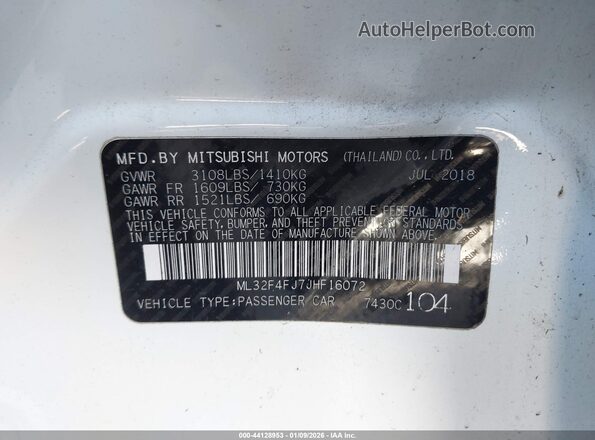 ML32F4FJ7JHF16072 2018 MITSUBISHI MIRAGE G4 White Widok komory silnika