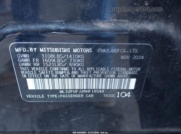 ML32FUFJ2RHF18548 2024 MITSUBISHI MIRAGE G4 Черный Вид подкапотного пространства