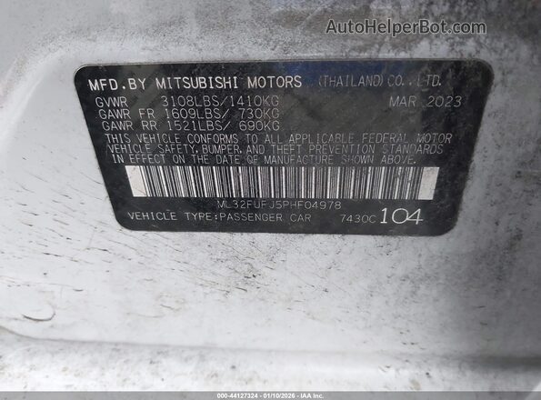 ML32FUFJ5PHF04978 2023 MITSUBISHI MIRAGE G4 White Widok komory silnika