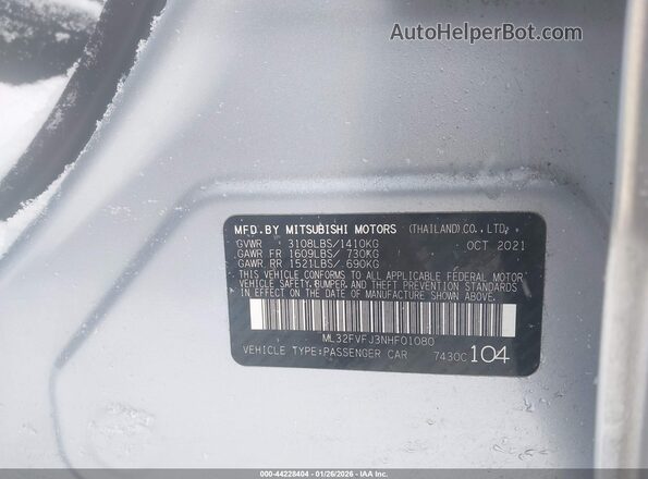 ML32FVFJ3NHF01080 2022 MITSUBISHI MIRAGE G4 Silver Vista del compartimento del motor