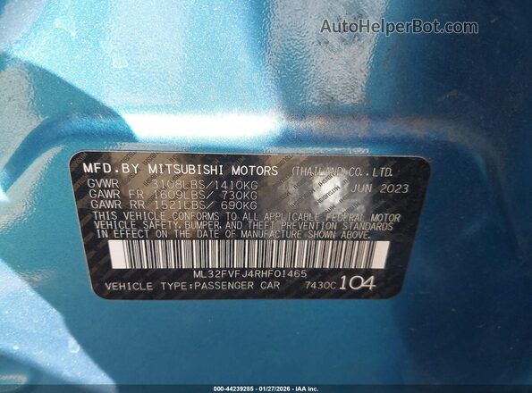 ML32FVFJ4RHF01465 2024 MITSUBISHI MIRAGE G4 Light Blue Вид подкапотного пространства
