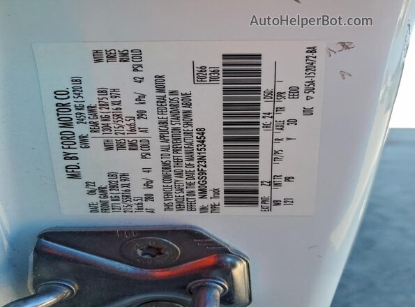 NM0GS9F23N1534548 2022 FORD TRANSIT White Панорамний вид салону 360°