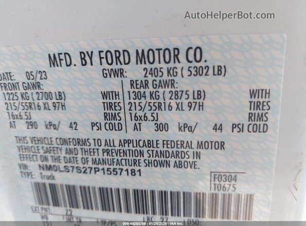 NM0LS7S27P1557181 2023 FORD TRANSIT CONNECT White Trasero derecho