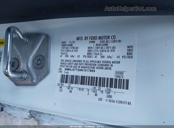 NM0LS7T20N1517889 2022 FORD TRANSIT CONNECT Белый Вид подкапотного пространства