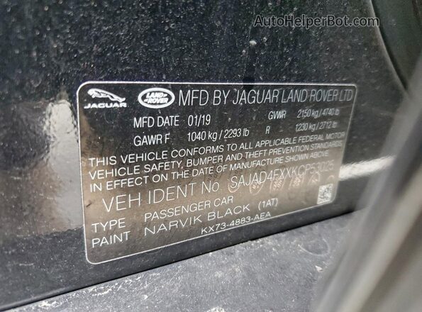 SAJAD4FXXKCP53025 2019 JAGUAR XF Черный Вид подкапотного пространства