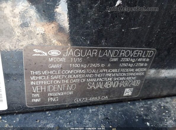 SAJAL4BN0HA972409 2017 JAGUAR XF Черный Вид подкапотного пространства