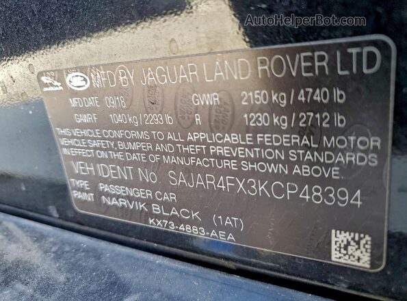 SAJAR4FX3KCP48394 2019 JAGUAR XF Black Widok komory silnika