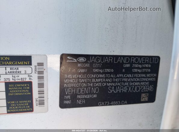 SAJAR4FX7JCP26946 2018 JAGUAR XF Белый Вид подкапотного пространства