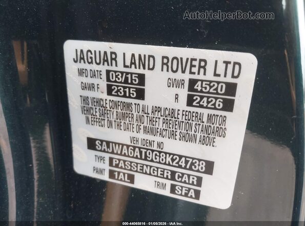 SAJWA6AT9G8K24738 2016 JAGUAR F-TYPE Зеленый Вид подкапотного пространства
