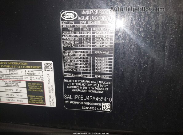 SAL1P9EU4SA455410 2025 LAND ROVER RANGE ROVER SPORT Black Vista del compartimento del motor