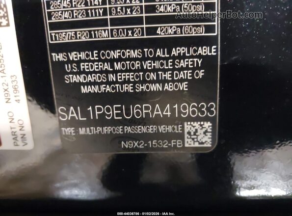 SAL1P9EU6RA419633 2024 LAND ROVER RANGE ROVER SPORT Black Vista del compartimento del motor