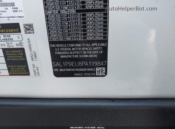 SAL1P9EU8PA119847 2023 LAND ROVER RANGE ROVER SPORT White Շարժիչի բաժամունքի տեսք