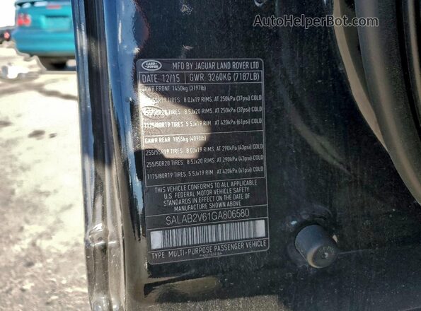 SALAB2V61GA806580 2016 LAND ROVER LR4 Black Widok naklejki z numerem VIN