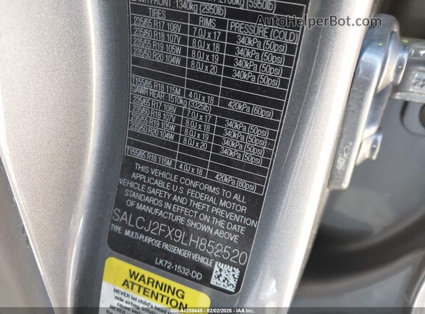 SALCJ2FX9LH852520 2020 LAND ROVER DISCOVERY SPORT Gray Вид підкапотного простору