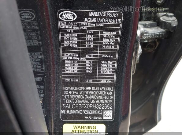 SALCP2FX0PH322652 2023 LAND ROVER DISCOVERY SPORT Черный Вид подкапотного пространства