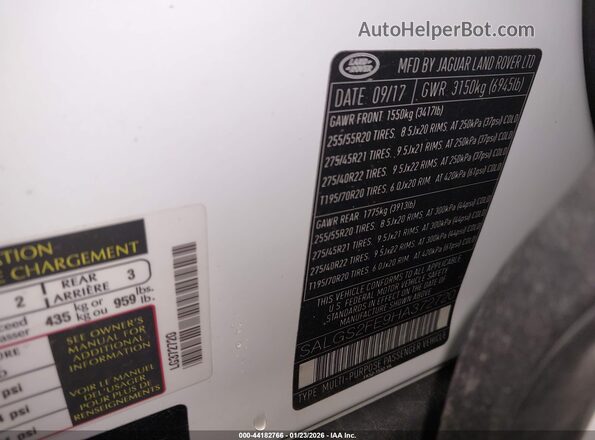 SALGS2FE9HA372720 2017 LAND ROVER RANGE ROVER White Շարժիչի բաժամունքի տեսք