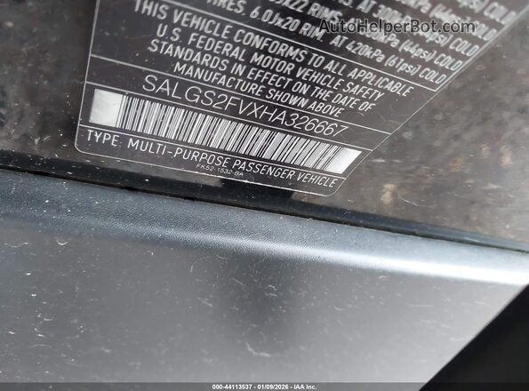 SALGS2FVXHA326667 2017 LAND ROVER RANGE ROVER Black Widok komory silnika