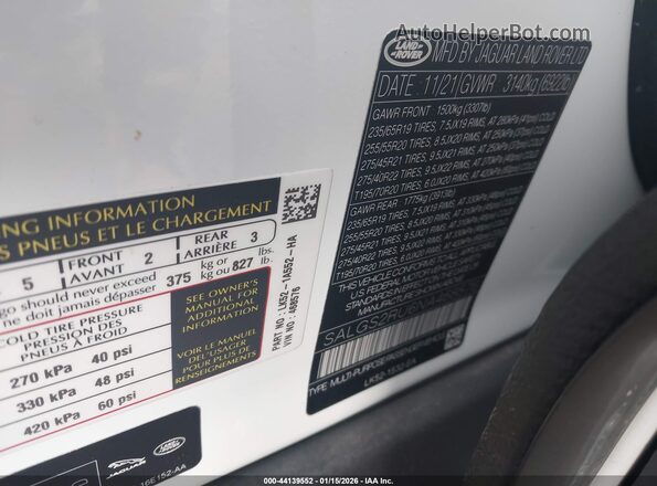 SALGS2RU6NA468576 2022 LAND ROVER RANGE ROVER Белый Вид подкапотного пространства