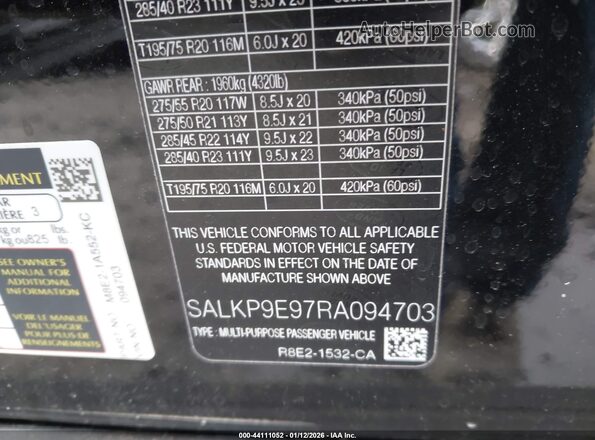 SALKP9E97RA094703 2024 LAND ROVER RANGE ROVER Black Widok komory silnika