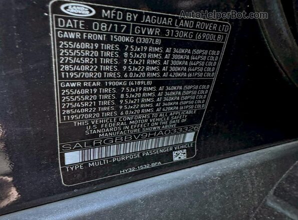 SALRGBBV9HA033326 2017 LAND ROVER DISCOVERY Черный Вид задних сидений