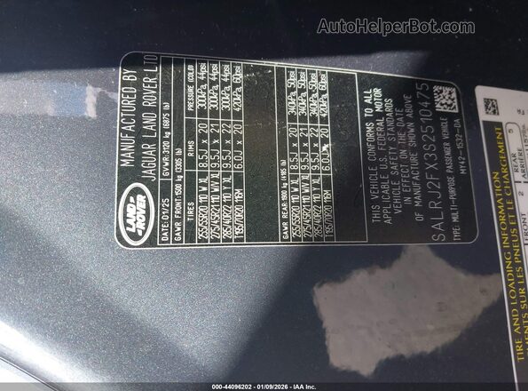 SALRJ2FX3S2510475 2025 LAND ROVER DISCOVERY Серый Вид подкапотного пространства