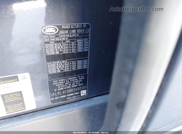 SALRL4EU8R2491381 2024 LAND ROVER DISCOVERY Серый Вид подкапотного пространства