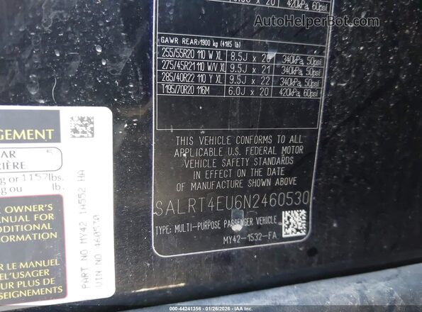 SALRT4EU6N2460530 2022 LAND ROVER DISCOVERY Черный Вид подкапотного пространства
