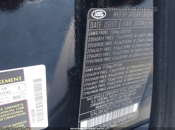 SALWG2FV7HA154546 2017 LAND ROVER RANGE ROVER SPORT Black Engine compartment view