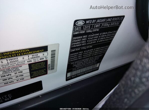 SALWR2EF5GA568783 2016 LAND ROVER RANGE ROVER SPORT White Вид підкапотного простору