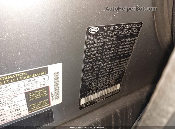 SALWR2FVXHA150971 2017 LAND ROVER RANGE ROVER SPORT Gray Widok komory silnika