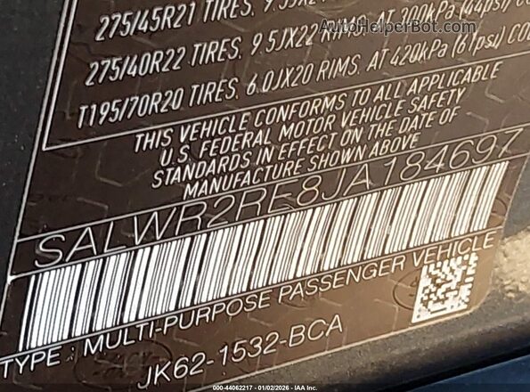 SALWR2RE8JA184697 2018 LAND ROVER RANGE ROVER SPORT Black Widok komory silnika