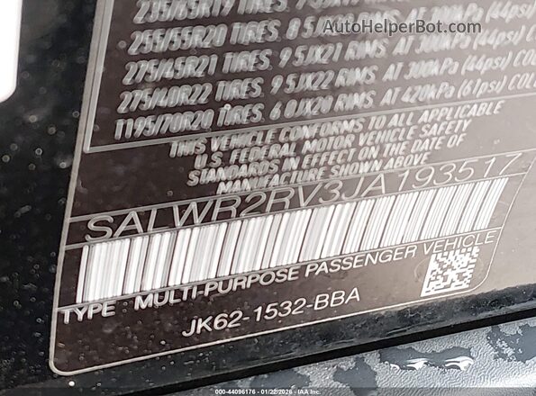 SALWR2RV3JA193517 2018 LAND ROVER RANGE ROVER SPORT Черный Вид подкапотного пространства