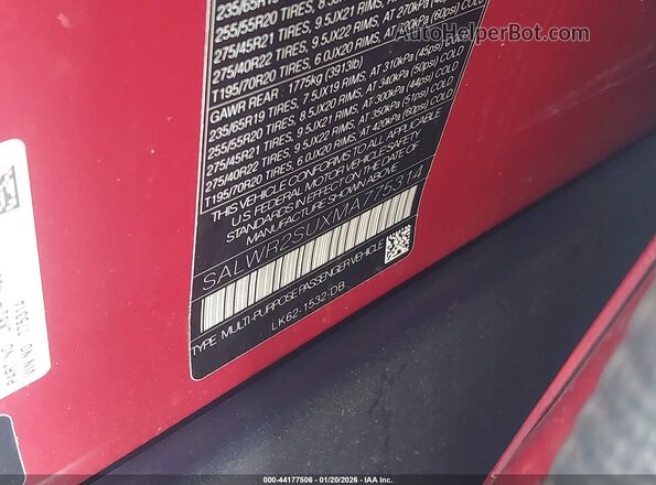 SALWR2SUXMA775314 2021 LAND ROVER RANGE ROVER SPORT Красный Вид подкапотного пространства